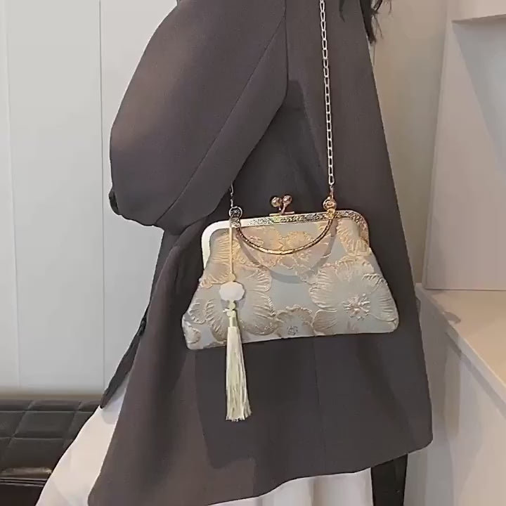 Women's Luxury Embroidered Floral Evening Clutch Bag