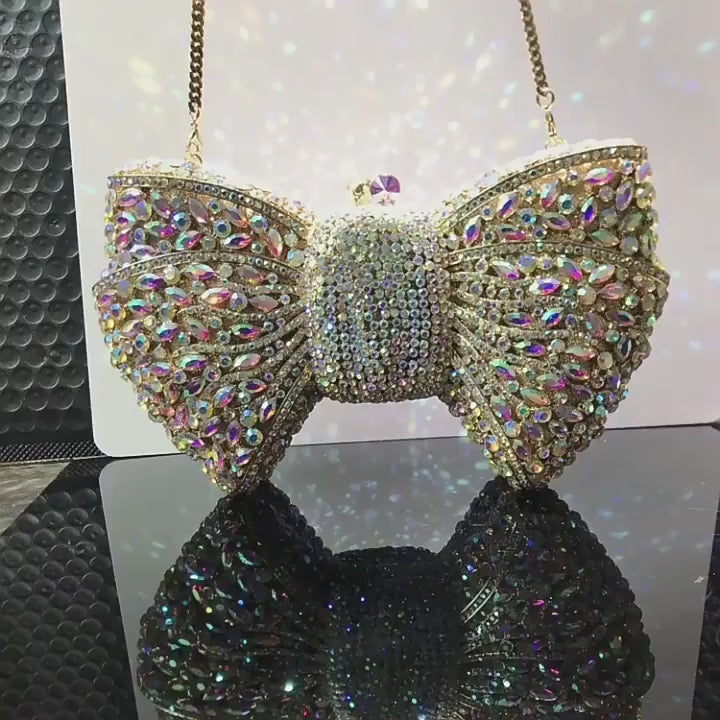 Women's Luxury Rhinestone Bow Wedding Evening Clutch Bag