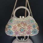 Women's Luxury Daisy Flower Rhinestone Evening Clutch Bag