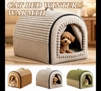 Cartoon Warm Enclosed Cat Bed Removable Washable Cushion