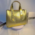 Women's Crocodile Pattern PU Leather Shoulder Tote Bag