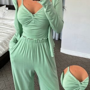 New-style Strap Jumpsuit And Jacket Three-piece Set