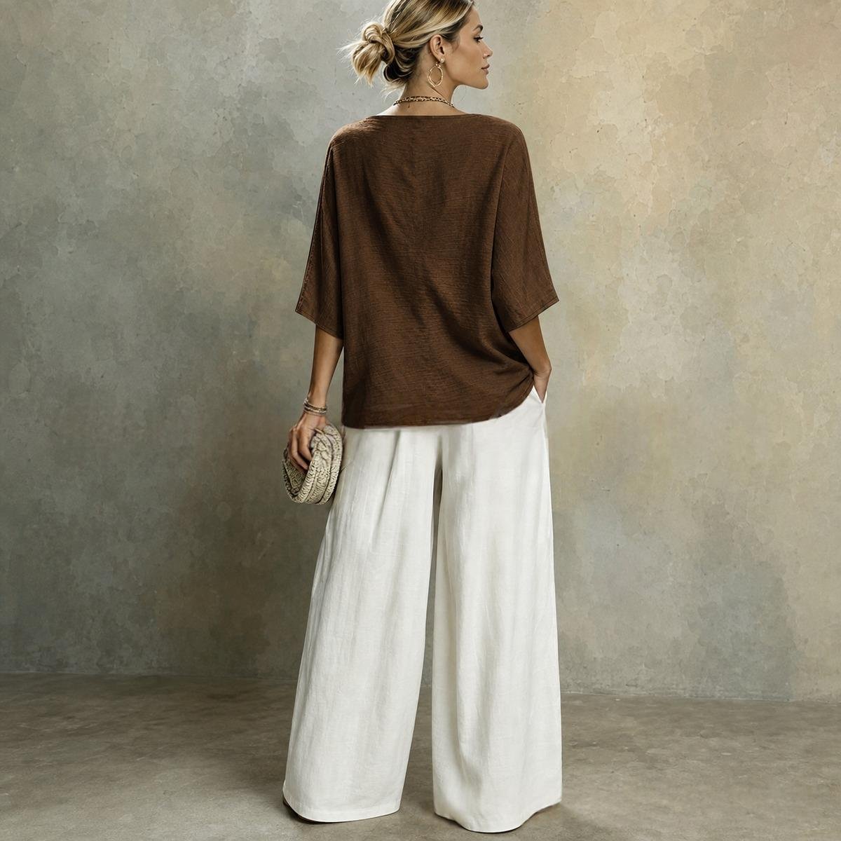 Womens Loose-fitting Solid-color Elegant Top - Image 2