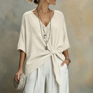 Womens Loose-fitting Solid-color Elegant Top